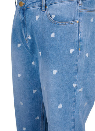 Zizzi Jeansy Mille typu mom fit z sercami, Light blue denim, Packshot image number 2