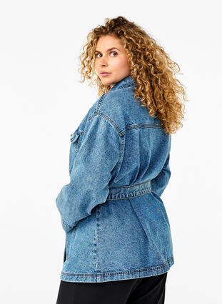 Zizzi Kurtka jeansowa z wiazanym paskiem, Blue Denim, Model image number 1