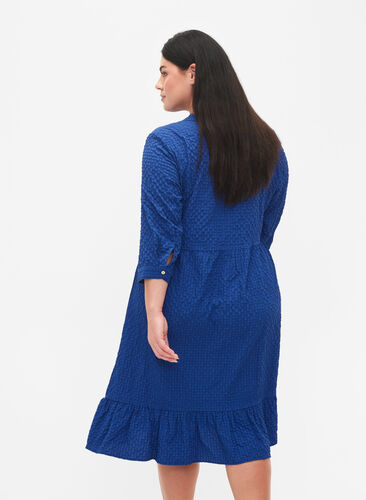 Zizzi  Plain midi dress with 3/4 sleeves, True blue, Model image number 1