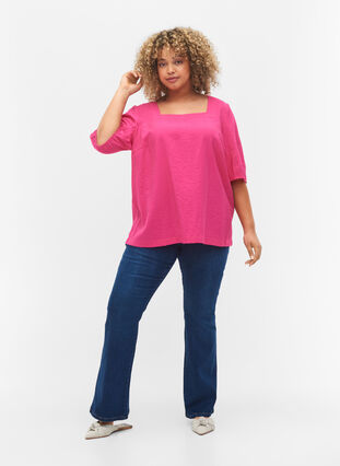 Zizzi Balloon sleeve blouse, Fuchsia Purple, Model image number 2