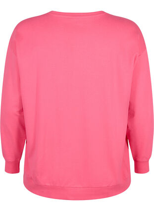 Zizzi Cotton sweatshirt with text print, Hot P. w. Lesuire S., Packshot image number 1