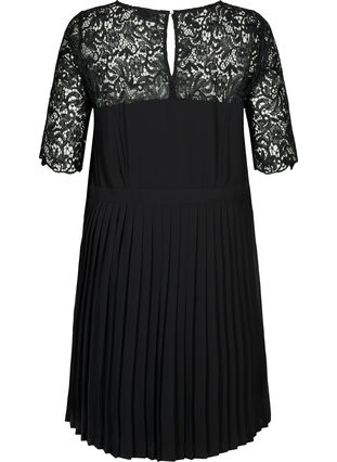 Zizzi Short sleeve dress with lace top, Black, Packshot image number 1