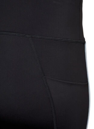 Zizzi Sports tights with reflective details and side pocket, Black, Packshot image number 3