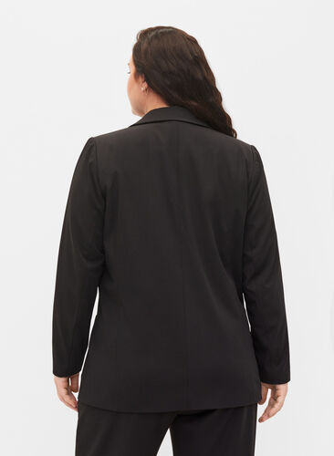 Zizzi Classic blazer with pockets, Black, Model image number 1