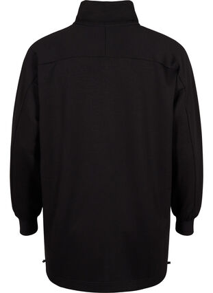 Zizzi Long sweatshirt with pocket and zipper, Black, Packshot image number 1