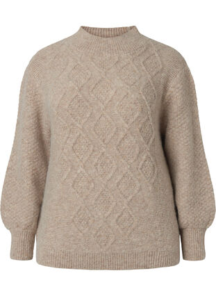 Zizzi Wzorzysty sweter z dzianiny z golfem, Simply Taupe Mel., Packshot image number 0