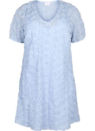 Zizzi Imprezowa sukienka w kwiaty 3D, Cashmere Blue, Packshot image number 0