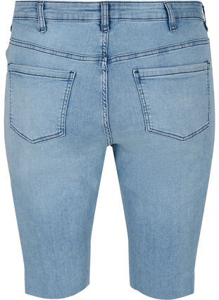 Zizzi Long cotton denim shorts, Blue denim, Packshot image number 1