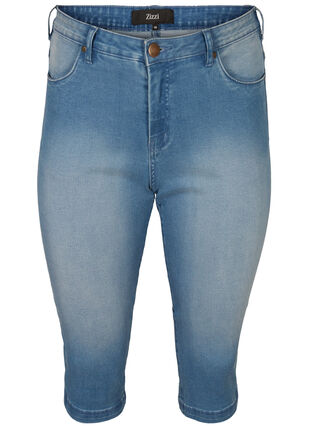 Zizzi Amy capri jeans z wysokim stanem i bardzo dopasowanym krojem, Light Blue Denim, Packshot image number 0