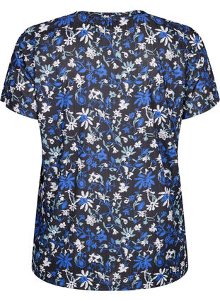 Zizzi Flash – koszulka w kwiaty, Black Blue Green AOP, Packshot image number 1
