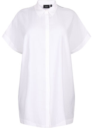 Zizzi Dluga koszula z wiskozy z krótkimi rekawami, Bright White, Packshot image number 0