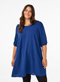 Krótka sukienka z ozdobna kokardka z tylu, Estate Blue, Model