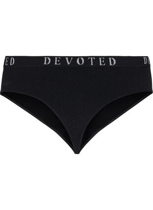 Zizzi Seamless thong with text print, Black, Packshot image number 1