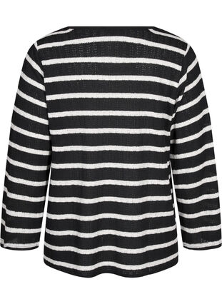 Zizzi Kardigan z wiazaniami, Black White stripe, Packshot image number 1