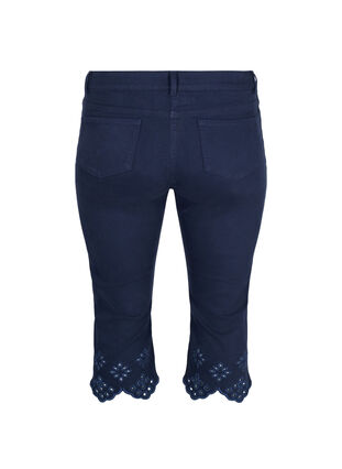 Zizzi Capris with broderie anglaise, Dark Blue, Packshot image number 1