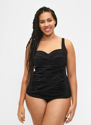 Zizzi Drapowane tankini, Black, Model image number 2