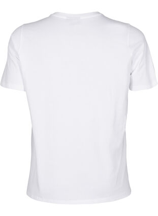 Zizzi T-shirt z okraglym dekoltem i dzetami, Bright White, Packshot image number 1