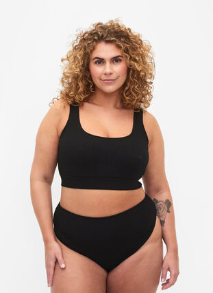 Zizzi Figi damskie od bikini z krepa, Black, Model image number 0