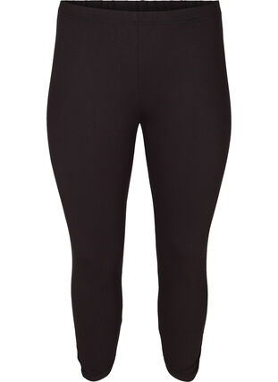 Zizzi Podstawowe legginsy 3/4 z marszczeniami, Black, Packshot image number 0