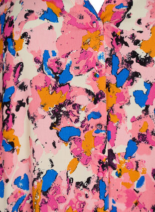 Zizzi Long-sleeved viscose midi dress with print, Rosebloom GraphicAOP, Packshot image number 2