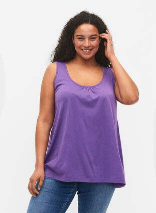 Zizzi 2-pack top z mieszanki bawelny, Deep Lavender/Black, Model image number 0