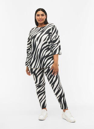 Zizzi Legginsy z motywem zebry, White Zebra, Model image number 0