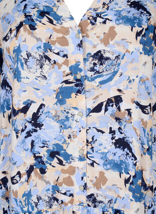 Zizzi Wzorzysta wiskozowa sukienka midi z dlugim rekawem, Blue Graphic AOP, Packshot image number 2