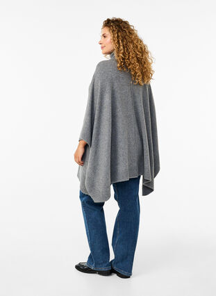 Zizzi Poncho z golfem, Medium Grey Melange, Model image number 1