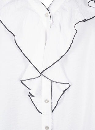 Zizzi Bluzka koszulowa z wiskozy z dlugim rekawem i falbanka, Bright White, Packshot image number 2