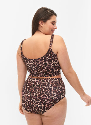 Zizzi Figi damskie od bikini z wysokim stanem i nadrukiem, Autentic Leopard, Model image number 1