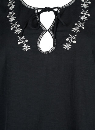 Zizzi Haftowana bluzka z mieszanki bawelny z lnem, Black W. EMB, Packshot image number 2