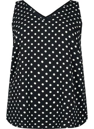 Zizzi Top w kwiaty z dekoltem w serek, Black Dot, Packshot image number 0