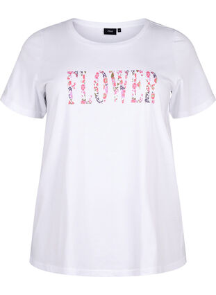 Bawelniana koszulka z nadrukiem tekstowym, B. White w. Flower, Packshot image number 0