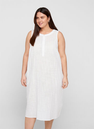 Zizzi Sleeveless cotton dress, White, Model image number 0