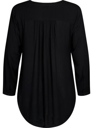 Zizzi Viscose tunic with v-neckline, Black , Packshot image number 1