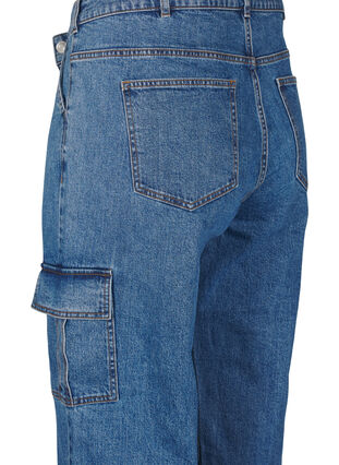 Zizzi Jeansy cargo z wysokim stanem, Blue Denim, Packshot image number 3