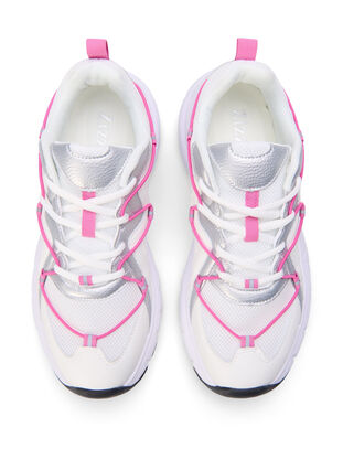 Zizzi Sneakersy o szerokim kroju z kontrastowym wiazaniem, White w. Pink, Packshot image number 2