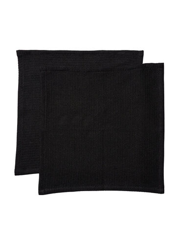 Zizzi 2-pack cotton dish cloth, Black, Packshot image number 0