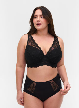 Zizzi Panty with high waist and mesh, Black, Model image number 0