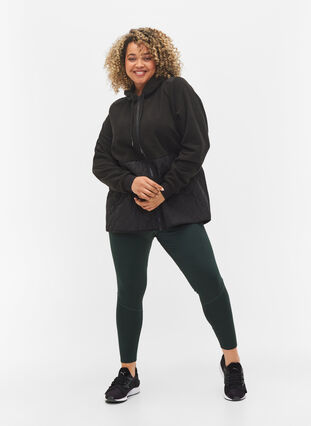 Zizzi Sports jacket in teddy and quilted fabric, Black, Model image number 2