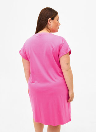 Zizzi 2-pack bawelniana sukienka z krótkimi rekawami, Shocking Pink/Black, Model image number 1