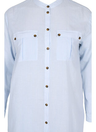 Zizzi Long striped cotton shirt dress, Blue Stripe, Packshot image number 2