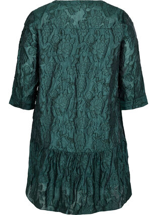 Zizzi Jacquard A-line dress with ruffles, Scarab, Packshot image number 1