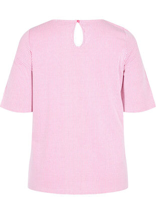 Zizzi Striped blouse with 3/4 sleeves, Magenta Stripe, Packshot image number 1