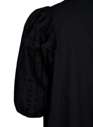 Zizzi Bawelniana sukienka koszulowa z haftem angielskim, Black, Packshot image number 3