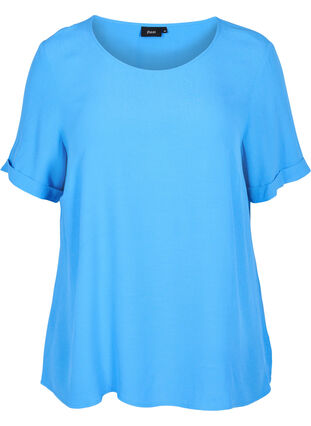 Zizzi Short-sleeved viscose blouse, Regatta, Packshot image number 0