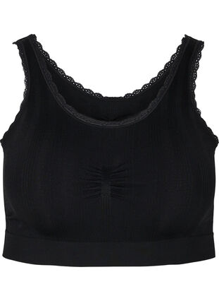 Zizzi Soft, lace trim bra, Black, Packshot image number 0