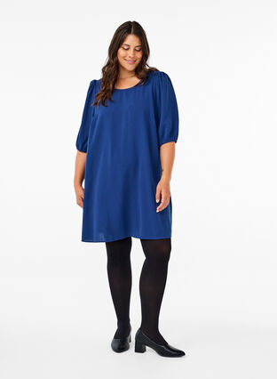 Zizzi Krótka sukienka z ozdobna kokardka z tylu, Estate Blue, Model image number 3