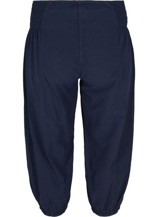 Zizzi Loose 3/4-length trousers with smock detail, Night Sky, Packshot image number 1