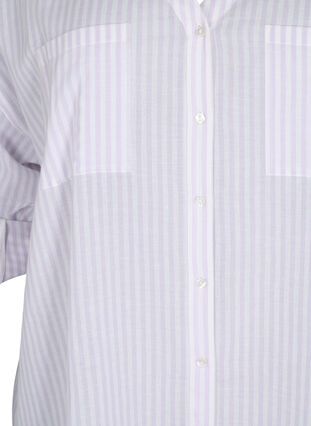 Zizzi Striped tunic with v neck and buttons, Lavender Stripe, Packshot image number 2